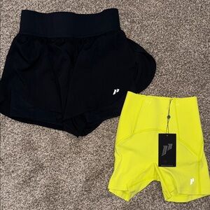 Performance Women's Athletic Shorts in Black and Neon Yellow